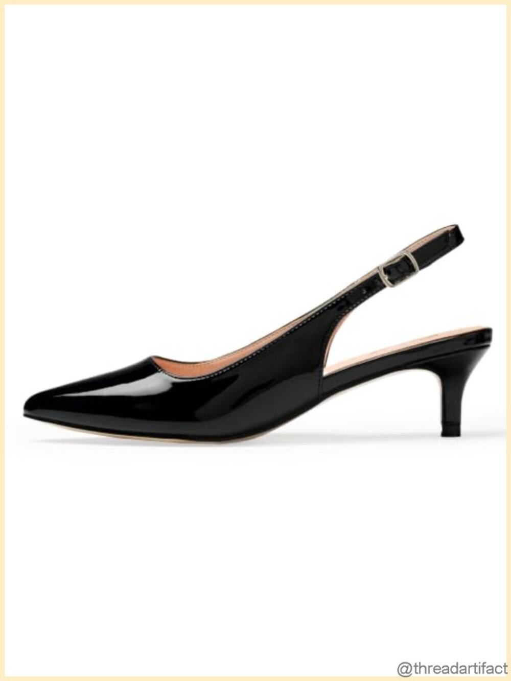 Women's Kitten Heels Closed Toe Slingback Pumps Patent Leather